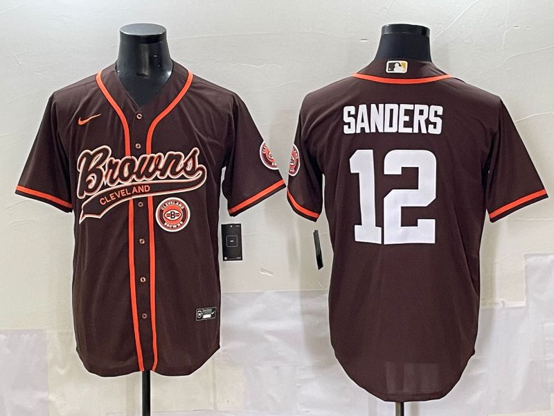 Men 2025 Cleveland Browns 12 Sanders Brown Joint Name Nike Limited NFL Jersey style 6